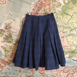 Vintage 60s Wool Plaid Pleated Skirt